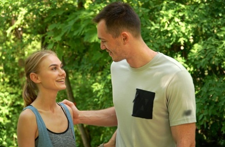 Thin blonde Nancy A wears her blonde hair in a ponytail during a hard fuck