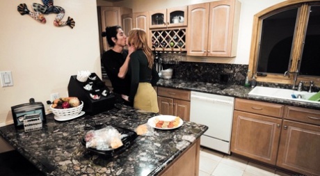 Redheaded woman Lacy Lennon sports a creampie after sex with her stepson