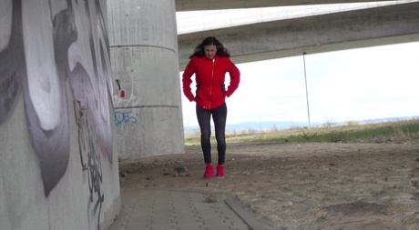 Solo girl Billie takes a badly needed piss underneath an overpass