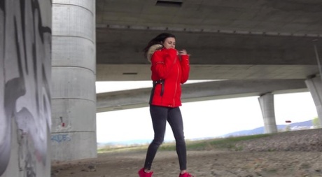Solo girl Billie takes a badly needed piss underneath an overpass