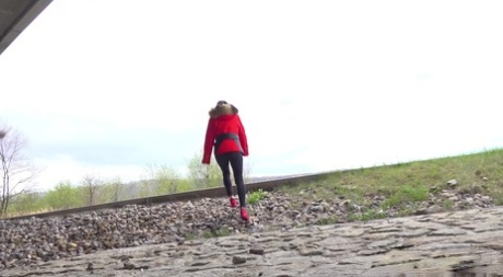 Solo girl Billie takes a badly needed piss underneath an overpass