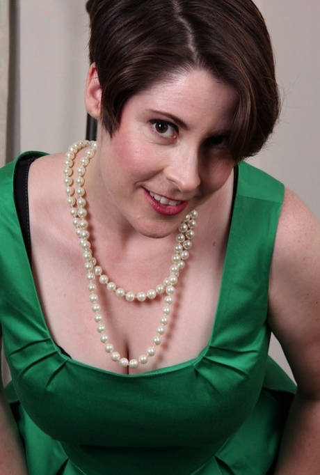 Short haired housewife Sadie Jones flashing upskirt underwear