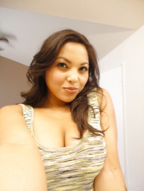 Brunette chick Adriana Luna taking nude selfies in mirror while undressing