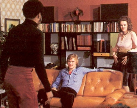 All-natural vintage pornstars getting involved in a wild orgy on the sofa