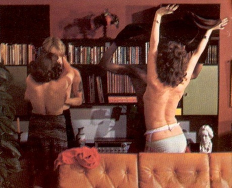 All-natural vintage pornstars getting involved in a wild orgy on the sofa